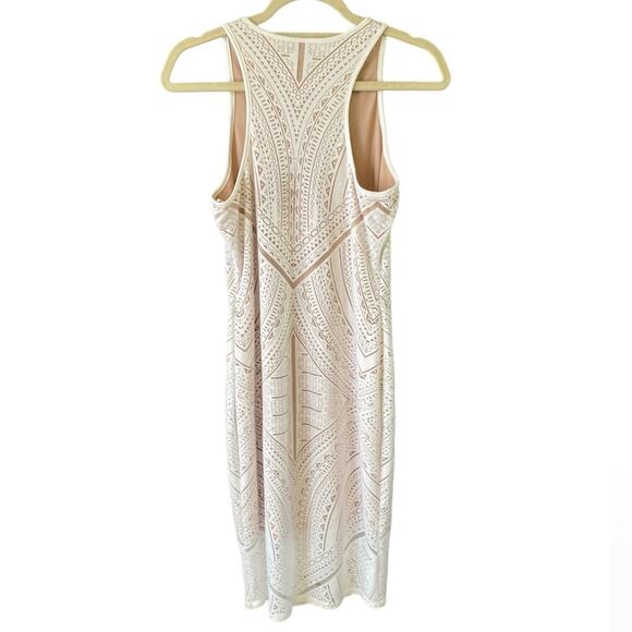 Womens Dress Size Small Cream Western Aztec Midi Boho Bridal Honeymoon A-Line - Picture 2 of 12